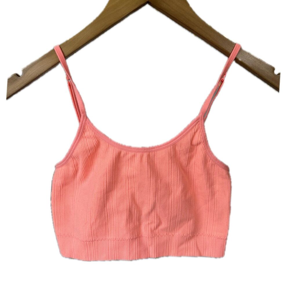 Victoria's Secret PINK Ribbed Neon Orange Adjustable Straps Bralette S